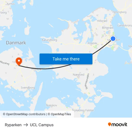 Ryparken to UCL Campus map