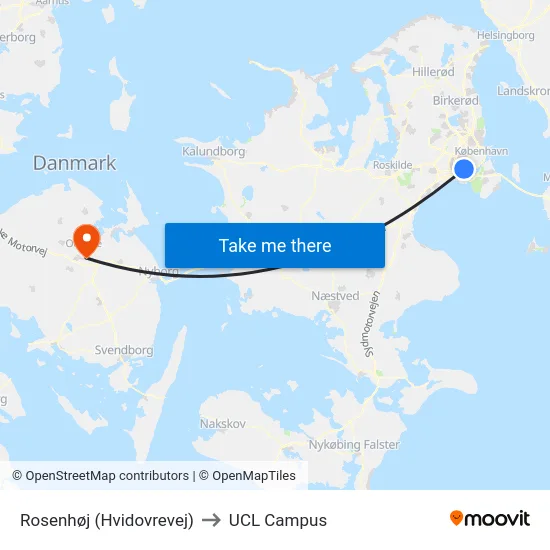 Rosenhøj (Hvidovrevej) to UCL Campus map