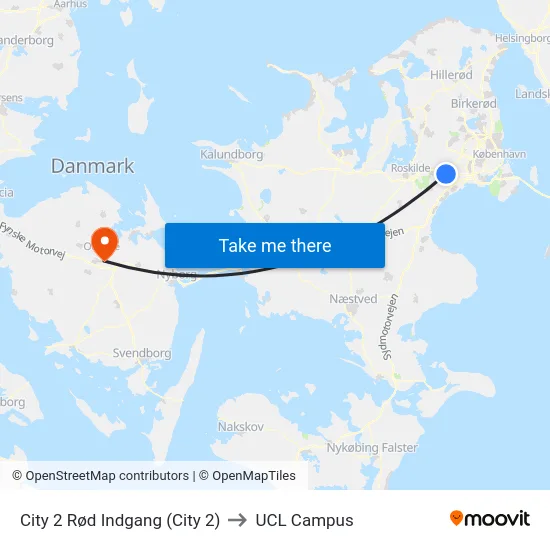 City 2 Rød Indgang (City 2) to UCL Campus map