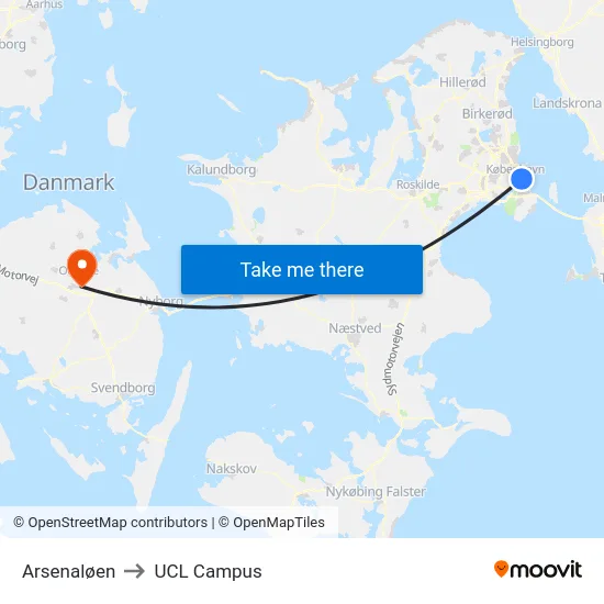 Arsenaløen to UCL Campus map