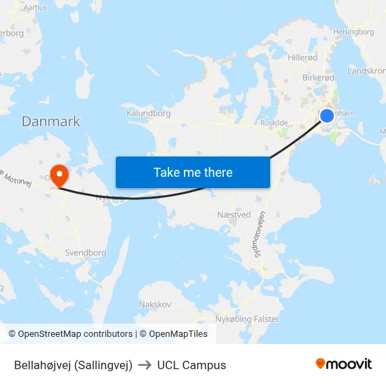 Bellahøjvej (Sallingvej) to UCL Campus map
