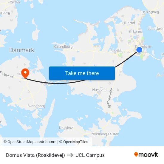 Domus Vista (Roskildevej) to UCL Campus map