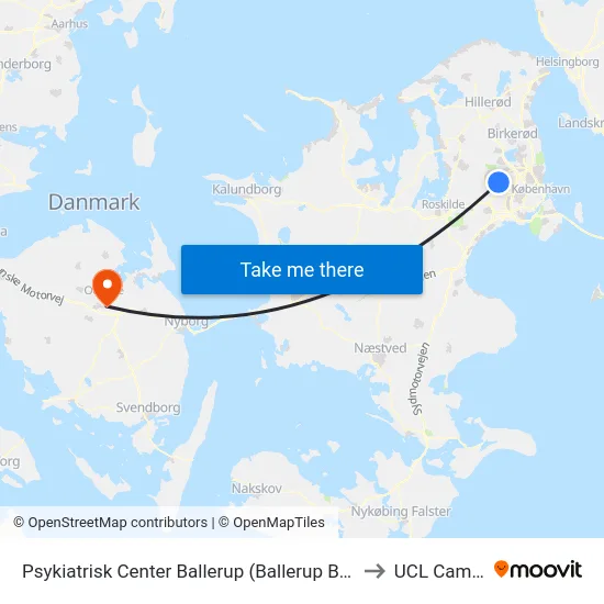 Psykiatrisk Center Ballerup (Ballerup Boulevard) to UCL Campus map