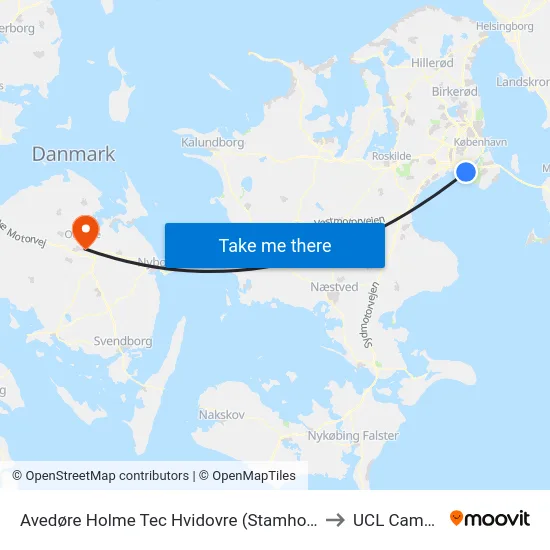 Avedøre Holme Tec Hvidovre (Stamholmen) to UCL Campus map