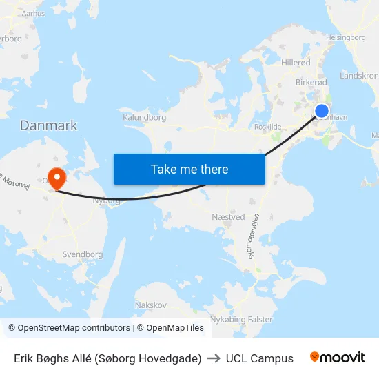 Erik Bøghs Allé (Søborg Hovedgade) to UCL Campus map