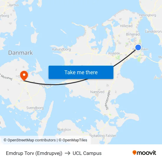 Emdrup Torv (Emdrupvej) to UCL Campus map