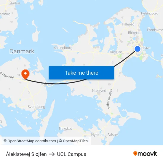 Ålekistevej Sløjfen to UCL Campus map