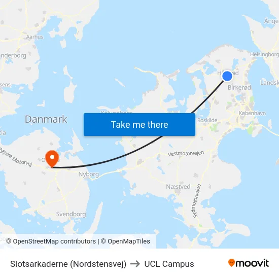 Slotsarkaderne (Nordstensvej) to UCL Campus map