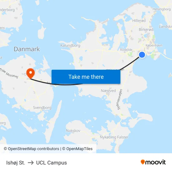 Ishøj St. to UCL Campus map