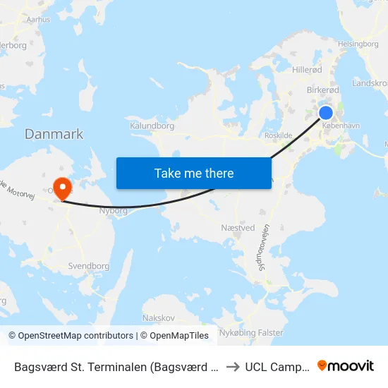 Bagsværd St. Terminalen (Bagsværd St.) to UCL Campus map