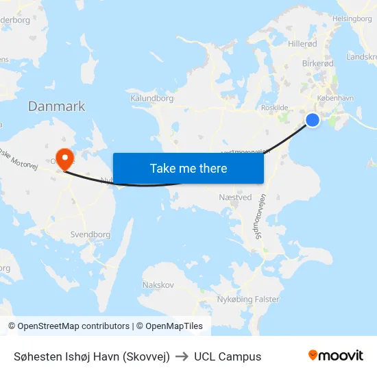 Søhesten Ishøj Havn (Skovvej) to UCL Campus map