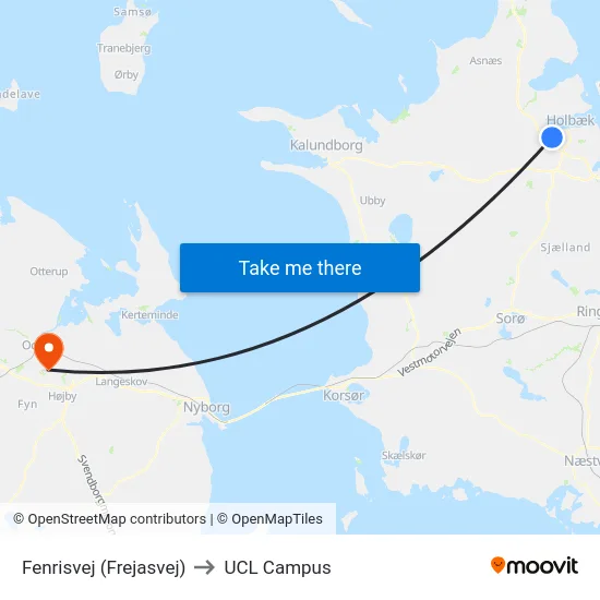 Fenrisvej (Frejasvej) to UCL Campus map