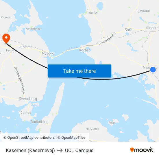 Kasernen (Kasernevej) to UCL Campus map