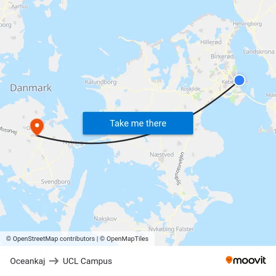 Oceankaj to UCL Campus map