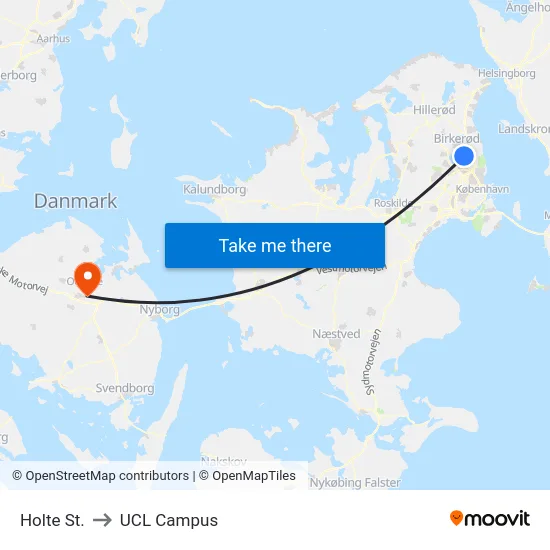 Holte St. to UCL Campus map