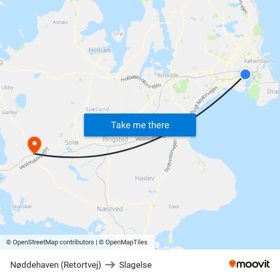 Nøddehaven (Retortvej) to Slagelse map