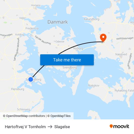 Hørtoftvej V Tornholm to Slagelse map