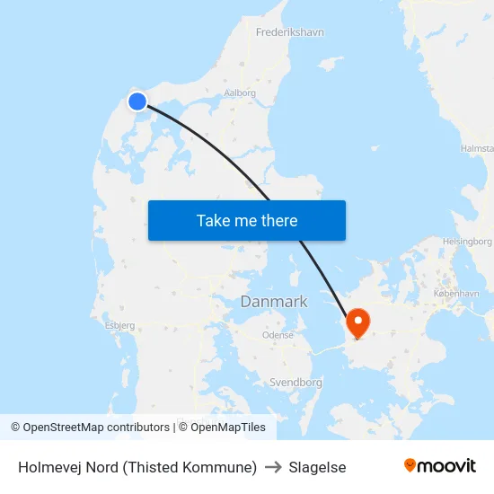 Holmevej Nord (Thisted Kommune) to Slagelse map