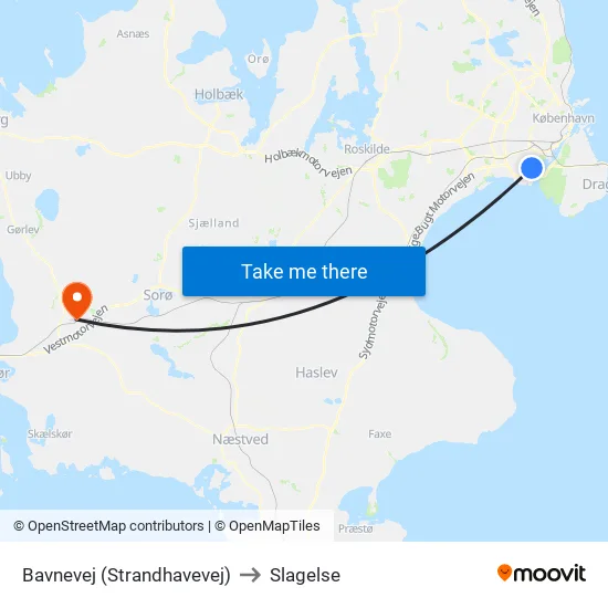 Bavnevej (Strandhavevej) to Slagelse map