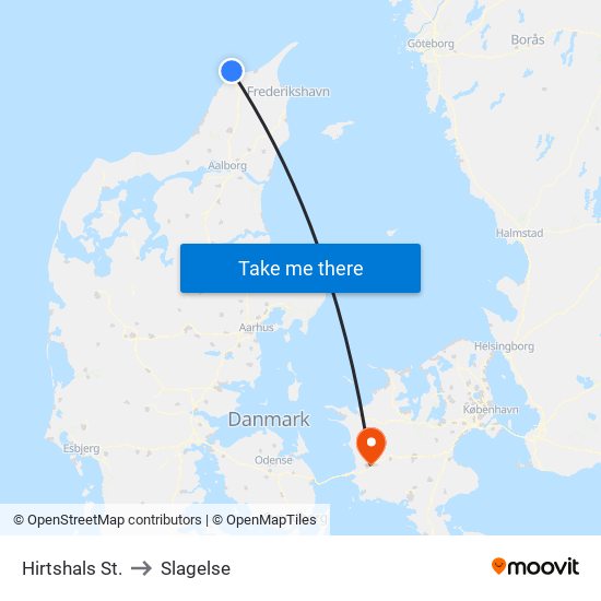 Hirtshals St. to Slagelse map