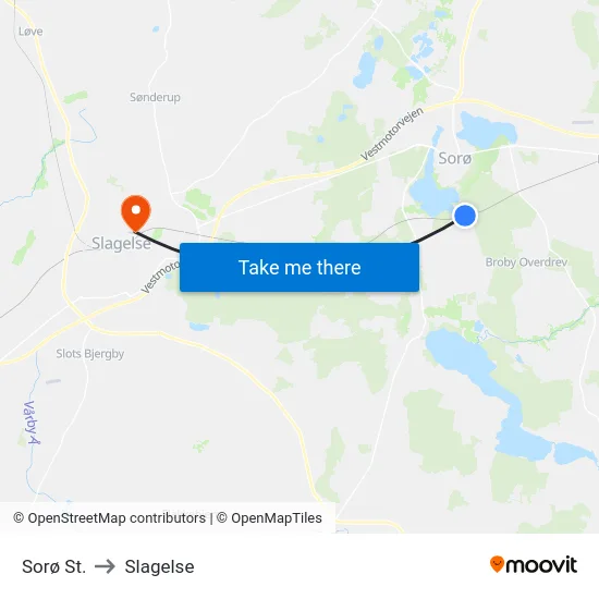 Sorø St. to Slagelse map