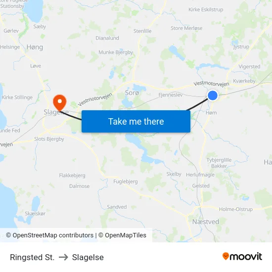 Ringsted St. to Slagelse map