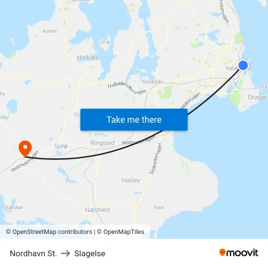 Nordhavn St. to Slagelse map