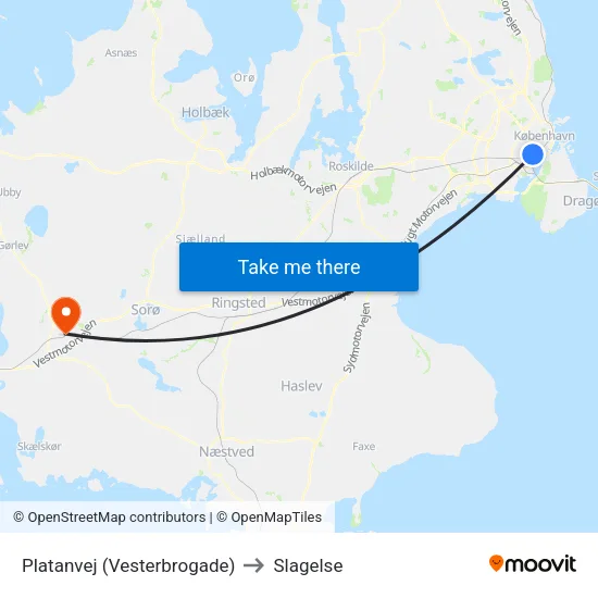 Platanvej (Vesterbrogade) to Slagelse map