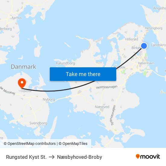 Rungsted Kyst St. to Næsbyhoved-Broby map