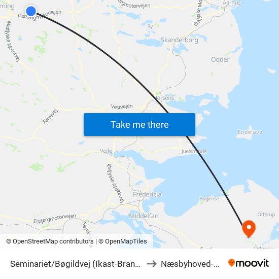 Seminariet/Bøgildvej (Ikast-Brande Kom) to Næsbyhoved-Broby map