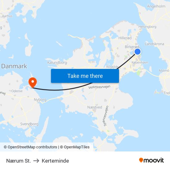 Nærum St. to Kerteminde map