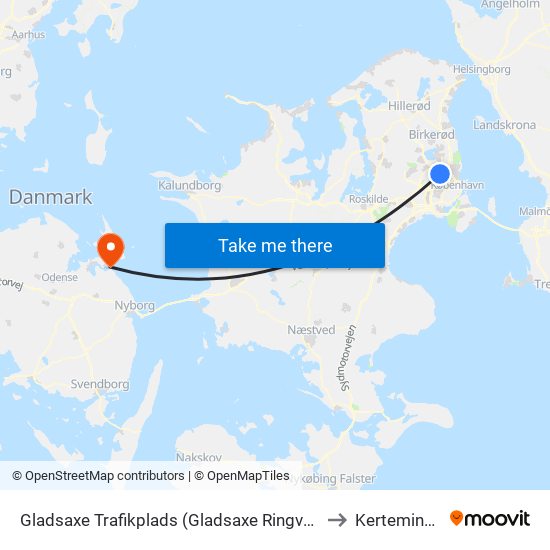 Gladsaxe Trafikplads (Gladsaxe Ringvej) to Kerteminde map