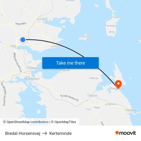 Bredal Horsensvej to Kerteminde map