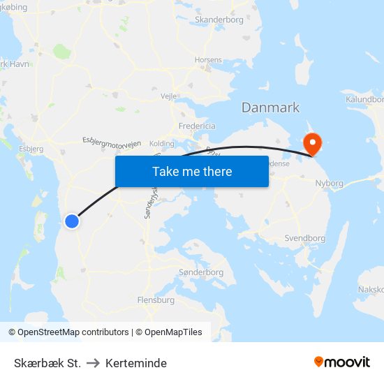 Skærbæk St. to Kerteminde map