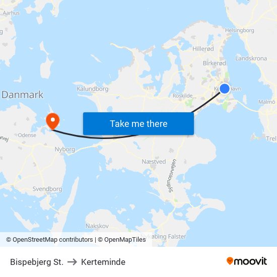 Bispebjerg St. to Kerteminde map