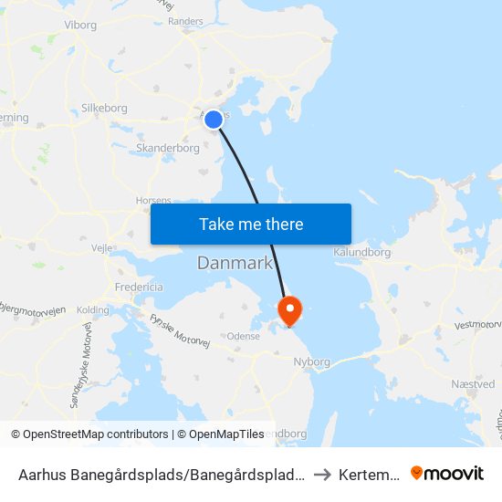 Aarhus Banegårdsplads/Banegårdspladsen (Flybus) to Kerteminde map