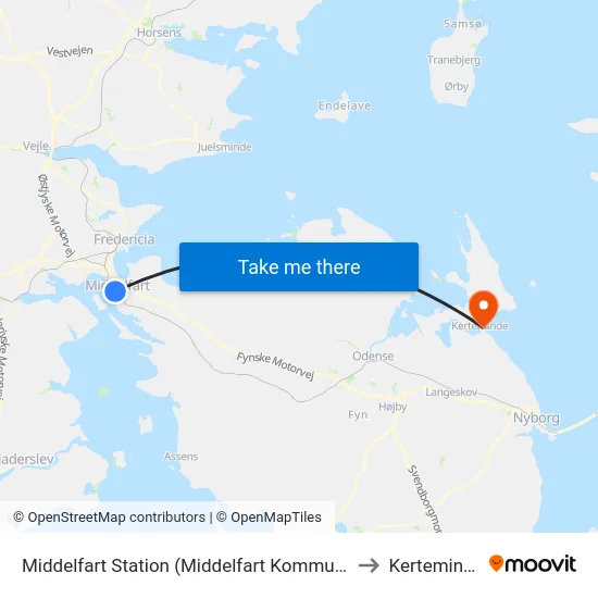 Middelfart Station (Middelfart Kommune) to Kerteminde map