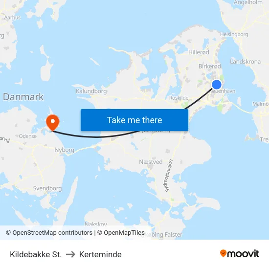 Kildebakke St. to Kerteminde map