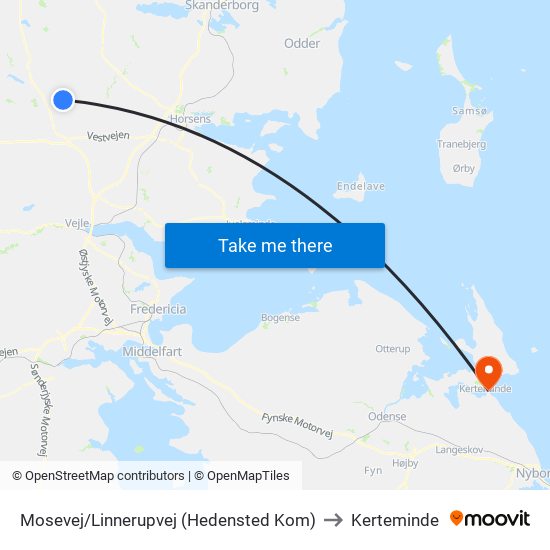 Mosevej/Linnerupvej (Hedensted Kom) to Kerteminde map