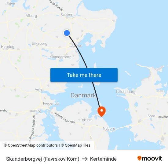 Skanderborgvej (Favrskov Kom) to Kerteminde map