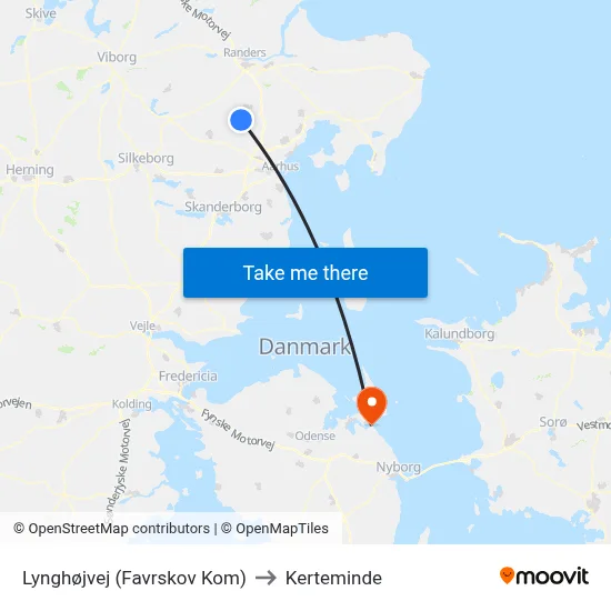 Lynghøjvej (Favrskov Kom) to Kerteminde map