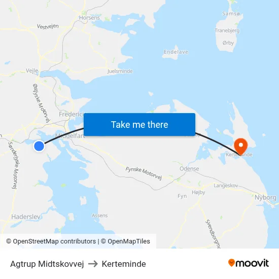 Agtrup Midtskovvej to Kerteminde map