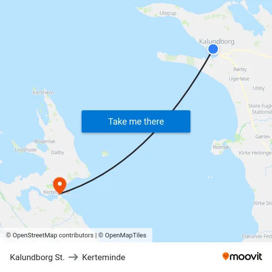 Kalundborg St. to Kerteminde map