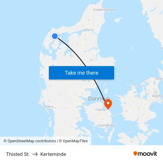 Thisted St. to Kerteminde map