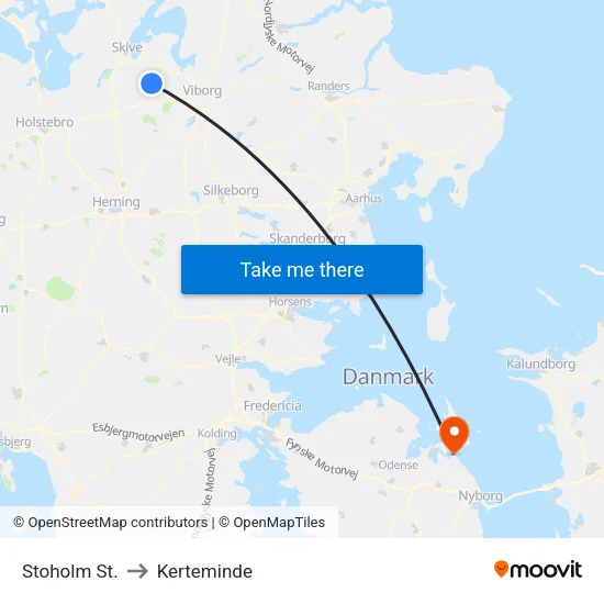 Stoholm St. to Kerteminde map