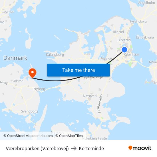 Værebroparken (Værebrovej) to Kerteminde map