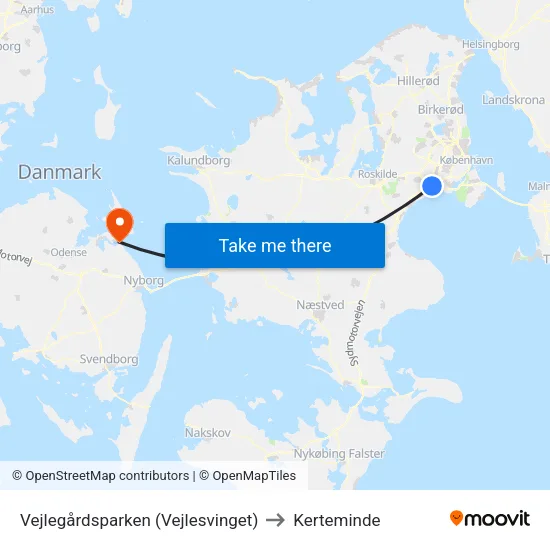 Vejlegårdsparken (Vejlesvinget) to Kerteminde map