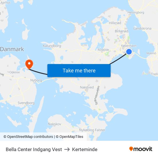 Bella Center Indgang Vest to Kerteminde map