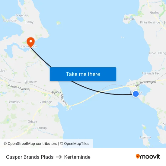 Caspar Brands Plads to Kerteminde map