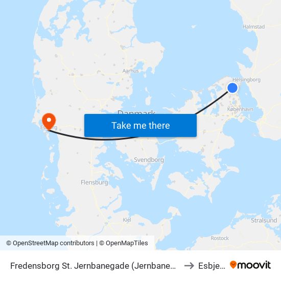 Fredensborg St. Jernbanegade (Jernbanegade) to Esbjerg map